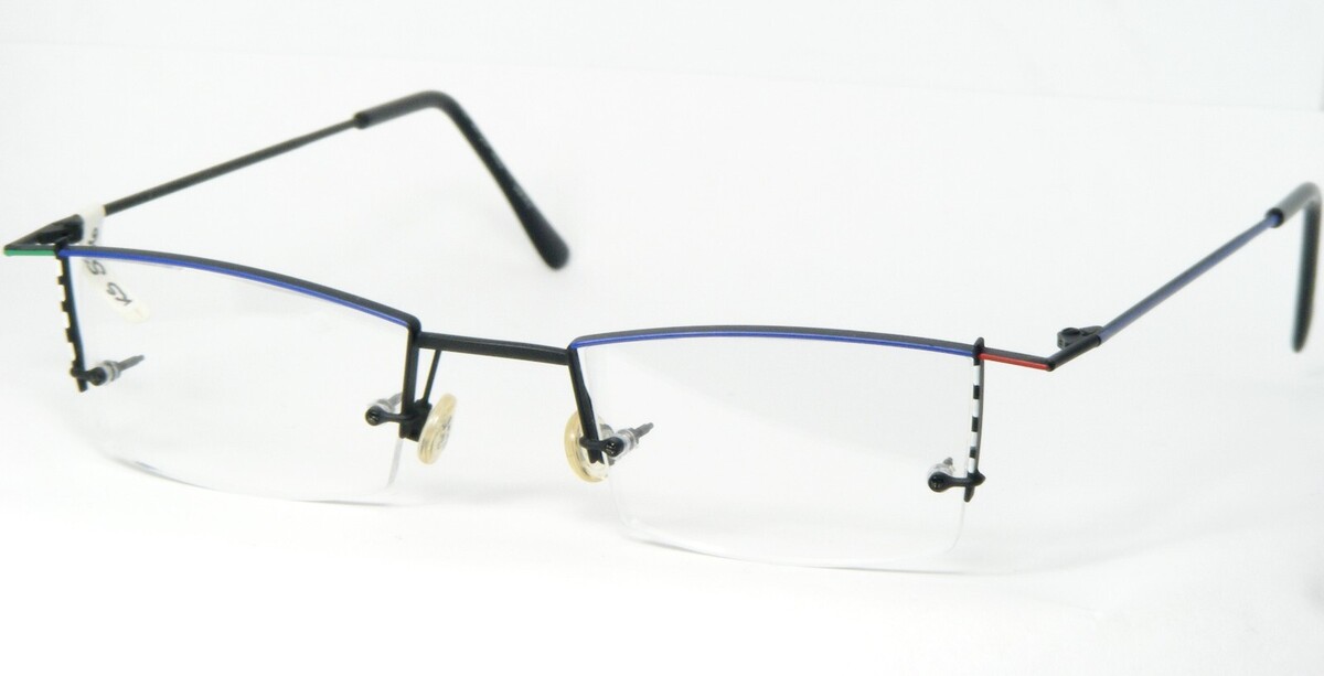 Nos Lunettes Ken Sooper 76 KY Bleu Noir Rouge Blanc 47-20-140mm Allemagne - $76.22