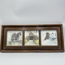 An item in the Art category: Nancy Bicknell 1984 Ink Watercolor Signed Print 3-1 Country Across Wooden Frame