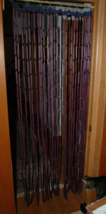 Vintage Beaded Wood Door Way Curtain Entry Purple Wood Hanging Hippie Boho Chunk - £87.92 GBP