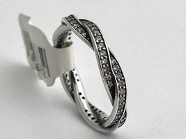 Authentic PANDORA Twist of Fate Ring, Sterling Silver 190892CZ-56, Size 7.5, New - £57.70 GBP