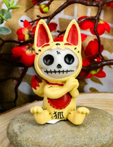 Ebros Japanese Beckoning Fox Maneki Kitsune Furry Bones Figurine 3&quot; Tall - £11.91 GBP