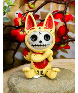 Ebros Japanese Beckoning Fox Maneki Kitsune Furry Bones Figurine 3&quot; Tall - £11.84 GBP