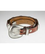 Gorgeous Al Beres Diablo Nickel Silver Concho Leather Belt - $5,678.38 MXN