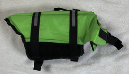 Dog Life Jacket Floatation Safety Vest Green Medium PVC Nylon Swimming - $18.76