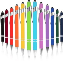 12 Pcs Ballpoint Pens 1.0Mm Black Ink Soft Touch Click Metal Pen With Stylus Tip - £8.99 GBP