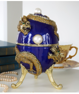 Grand bibelot à œufs Keren Kopal musique dragon décoré de cristaux... - $436.35