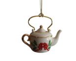 Lenox Miniature Teapot Kettle Holly Berries Gold Trim Christmas Ornament... - £11.79 GBP