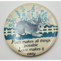 Faith and Love Refrigerator Magnet Vintage Spring Easter Bunny Rabbit Flowers - £7.82 GBP