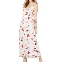 Lucky Brand Ivory Red Blue Floral Sleeveless Tie Waist V-Neck Maxi Dress... - $24.29