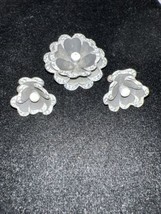 Czechoslovakia Signed Vintage Silver Tone and Black Flower Brooch and Ea... - £35.97 GBP