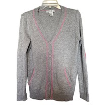 Ninety Womens Angora Blend Knit Cardigan Sweater Gray Medium  Pockets V ... - $18.81