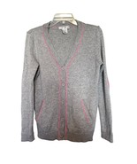 Ninety Womens Angora Blend Knit Cardigan Sweater Gray Medium  Pockets V ... - $18.81