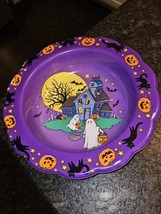 Halloween USA Vintage Plastic Trick or Treat Ghost Purple Candy Bowl 13”... - $12.64