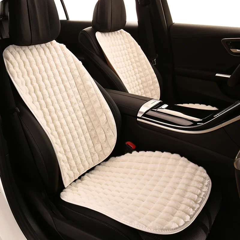 2023 new solid color checkered rabbit hair winter car seat cushion plush warm - £12.32 GBP+