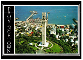 Aerial View of Provincetown With The Pilgrim Tower Massachusetts Postcard - £15.74 GBP