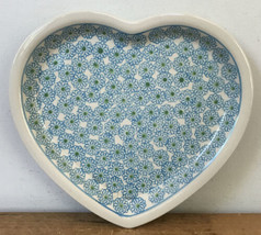 Vintage Boleslawiec Polish Pottery Blue Floral Heart Shaped Hanging Tray... - £94.06 GBP