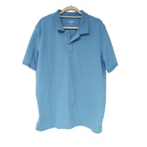 Lands End Mens Polo Shirt XL Blue Short Sleeve Traditional Fit Cotton Blend - £14.19 GBP