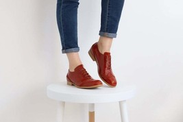New Red Oxford Patent Leather Handmade Women&#39;s Superior Leather Party We... - $127.39