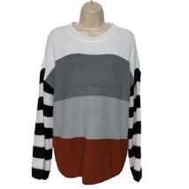 Zesica Womens Pullover Sweater Size Medium Multicolored Striped Long Sleeve - £31.28 GBP