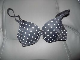 Victoria's Secret Pink Black Polka Dot Push Up Bra Size 32B Women's EUC - $23.14