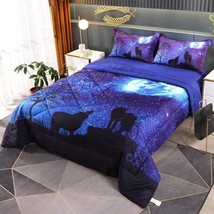 Wolf Bedding Sets Queen For Boys And Girls, 5 Piece Wolf Comforter Set B... - $68.39