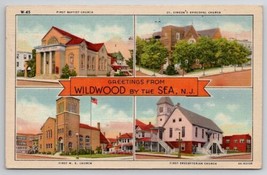 Wildwood By The Sea NJ Greetings Town Churches Multi View Postcard D43 - $5.95