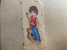 Hand embroidered needlepoint tapestry, vintage goblein needlepoint, kid'... - $18.00