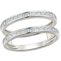 0.50CT Princess LC Moissanite Wedding Band Enhancer Ring Sterling Silver - £101.45 GBP