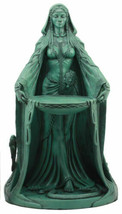 Large Green Maxine Miller Celtic Triple Goddess Danu With Cauldron Statue 16&quot;H - £78.04 GBP