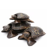 Hand-Painted Wood Sea Turtle Figurines with Floral Designs - Set or indi... - £7.92 GBP+