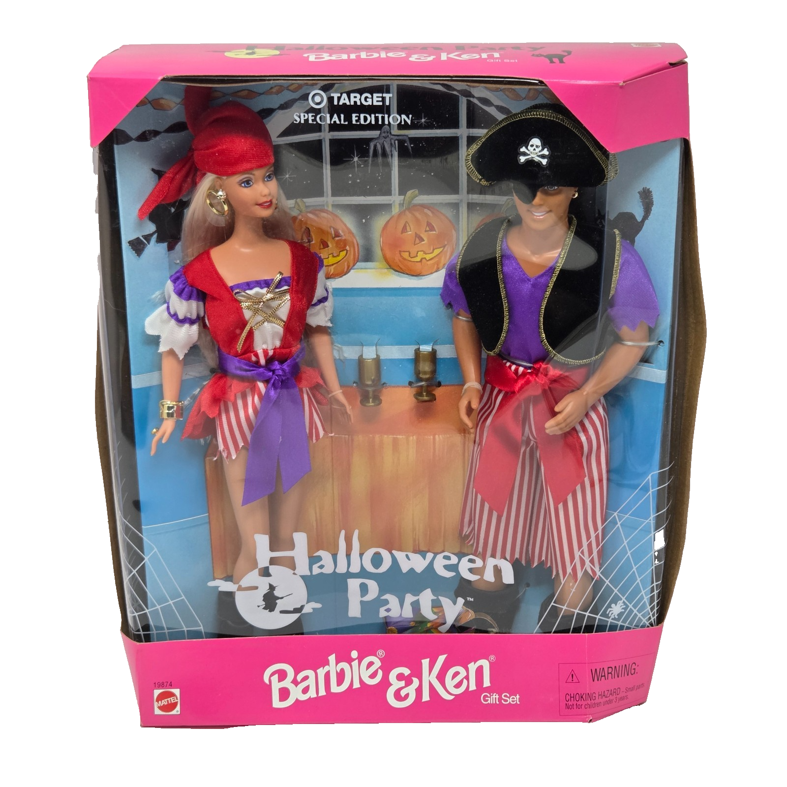 VINTAGE 1998 HALLOWEEN BARBIE &amp; KEN DOLL MATTEL # 19874 NEW IN DAMAGED BOX - $28.50