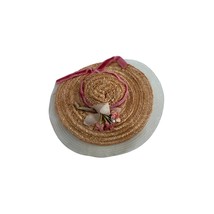 Vintage 1960s Barbie Clone Pink Straw Picture Hat with Ribbon and Flowers - $279.41 MXN