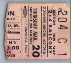 Peter Frampton Concerto Ticket Stub Marzo 20 1975 Sacramento California - £43.94 GBP