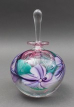 Mary Angus 1989 Signed Hand Blown Floral Art Glass Perfume Bottle With D... - $194.99