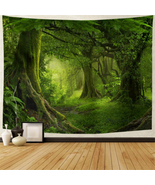 Virgin Forest Tapestry Green Tree in Misty Forest Tapestry Wall Hanging ... - £16.23 GBP
