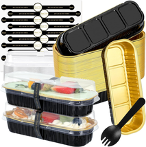 Mini Loaf Pans with Lids and Spoons (50 Pack, Black, 6.8Oz) Rectangle Al... - $18.67