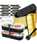 Mini Loaf Pans with Lids and Spoons (50 Pack, Black, 6.8Oz) Rectangle Al... - £14.79 GBP