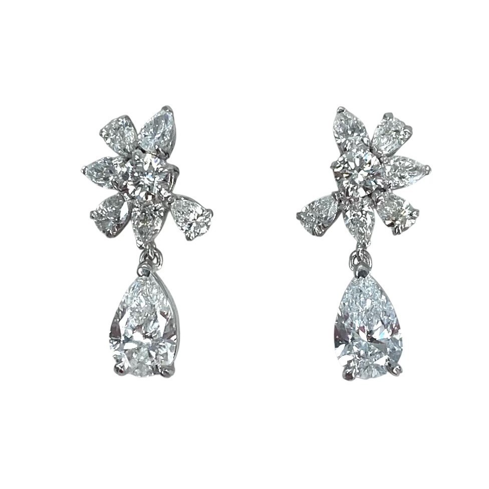 Brides 1.50Ct Teardrop Lab Grown Diamond Wedding Earrings 14K White Gold Item image 4