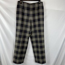 Talbots Trousers Pants Womens Black Beige Plaid Size 10 Wool Blend Lined Classic - £18.64 GBP