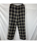 Talbots Trousers Pants Womens Black Beige Plaid Size 10 Wool Blend Lined... - £18.35 GBP