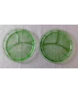 Jeannette Depression Glass Cherry Blossom, 2 Green 3-Part Grill Plates - £19.75 GBP