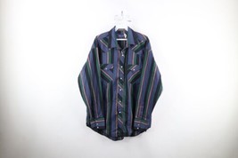 Vintage 90s Wrangler Mens Size 16.5 35 Faded Striped Western Rodeo Button Shirt - £34.99 GBP