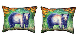Pair of Betsy Drake Black Bear Large Pillows 16 Inch X 20 Inch - £70.05 GBP