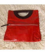 NINO BOSSI Leather Bag Red Square Clutch Purse VTG Purple Floral Magnetic - €39,94 EUR