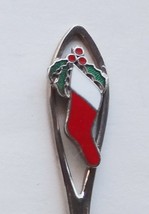 Collector Souvenir Spoon Christmas 1978 Stocking Holly Cloisonne Emblem - $4.99