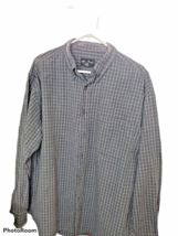 Mens Eddie Bauer Large Classic Button Up Shirt Gray Plaid  100% Cotton LS Pocket - $13.86