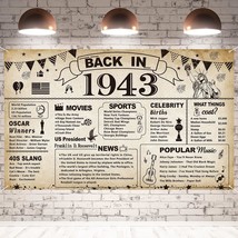 80Th Birthday Party Decorations, Vintage Back In 1943 Banner 80 Year Old Birthda - £15.84 GBP