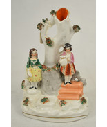 Staffordshire Ceramic Spill Vase Boy Stairs Girl Tree Flowers Antique - €117,55 EUR