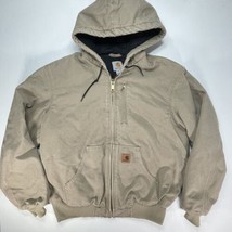 Carhartt J130 CML Hooded Jacket Vintage Y2K Mens M Tan Sandstone Duck 101540 - £107.09 GBP