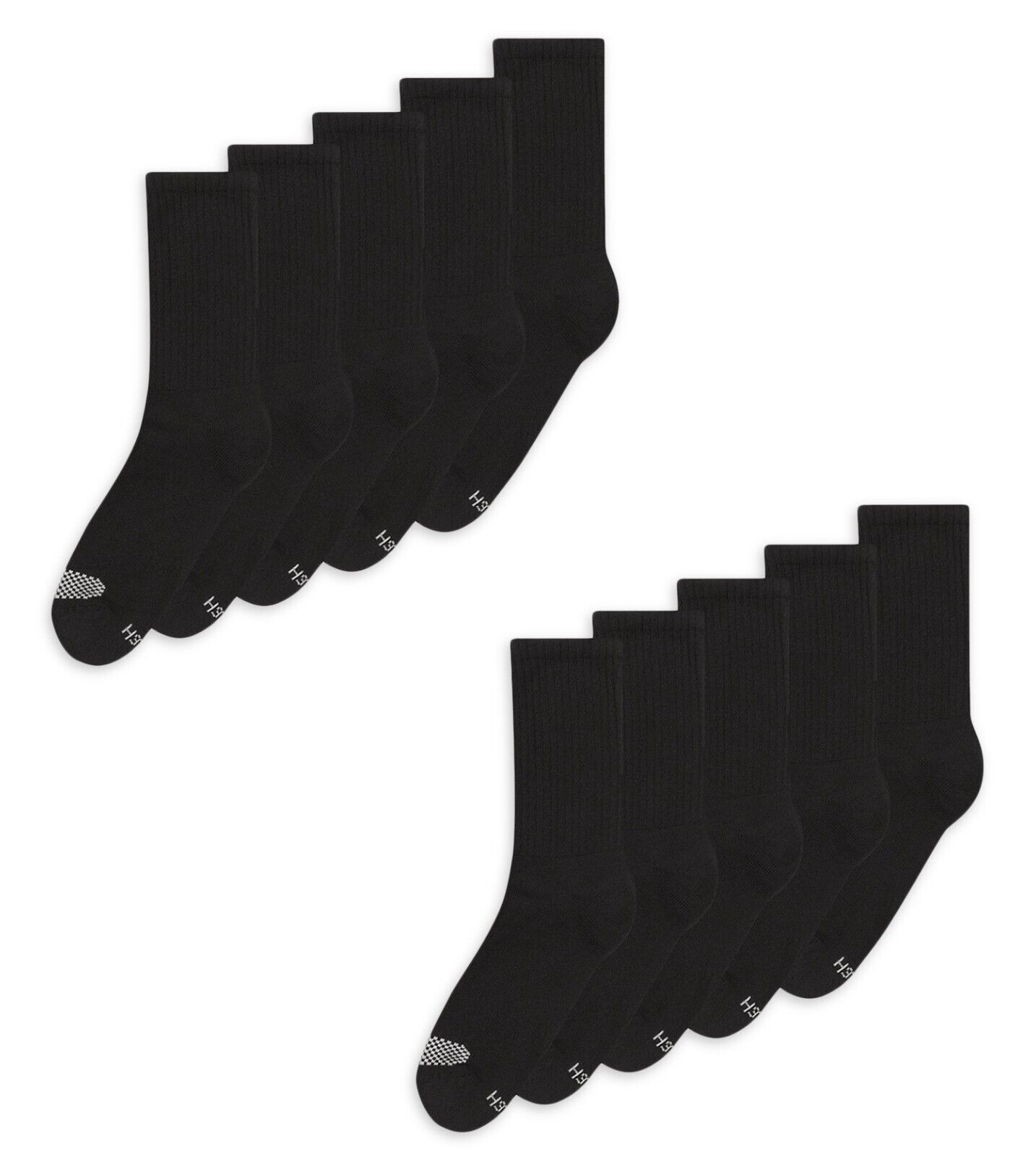 Hanes Women's Cool Comfort Crew Socks 10 Pairs Pack, Black Size 8-12